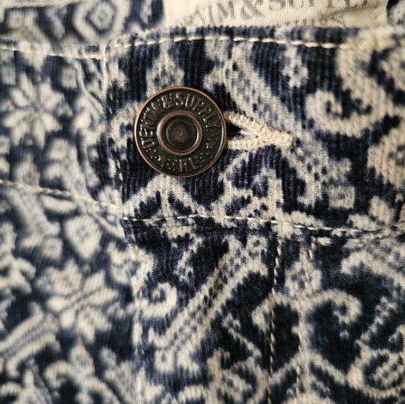 Ralph Lauren Denim & Supply Corduroy Skinny Pants Women's size 28 Blue Cream - Picture 3 of 4